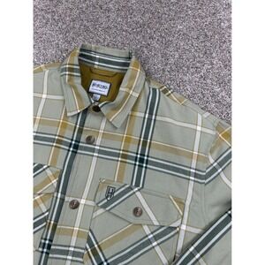 Heybo Outdoors Mens S Sage Green Plaid Corduroy Lined Flannel Shirt Jacket #0863